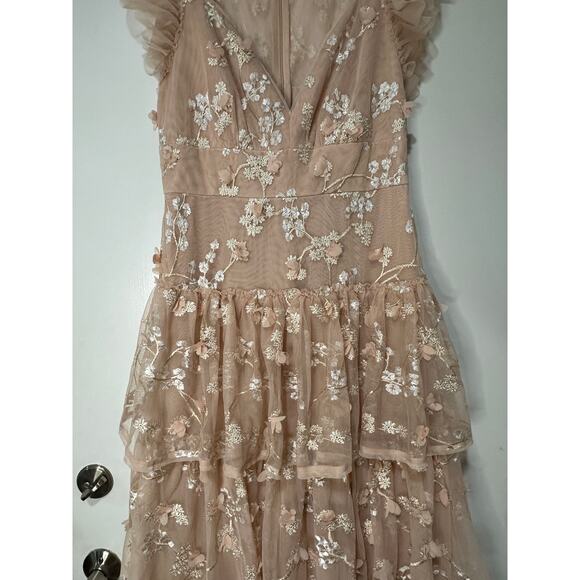 BCBG Max Azria Willow Embroidered V-neck Evening Dress Pink Size 10 NWT Romantic - Picture 5 of 15